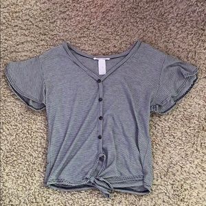 Black and white stripped top w buttons